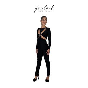 Black Long Sleeve Cut Out Jumpsuit